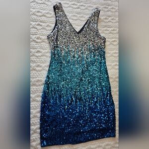 PrettyGuide Blue Ombre Sequin Dress – Size L ✨💙